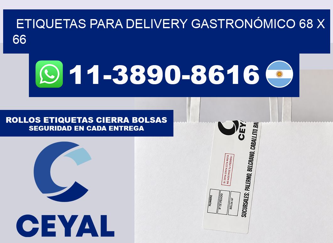 ETIQUETAS PARA DELIVERY GASTRONÓMICO 68 x 66