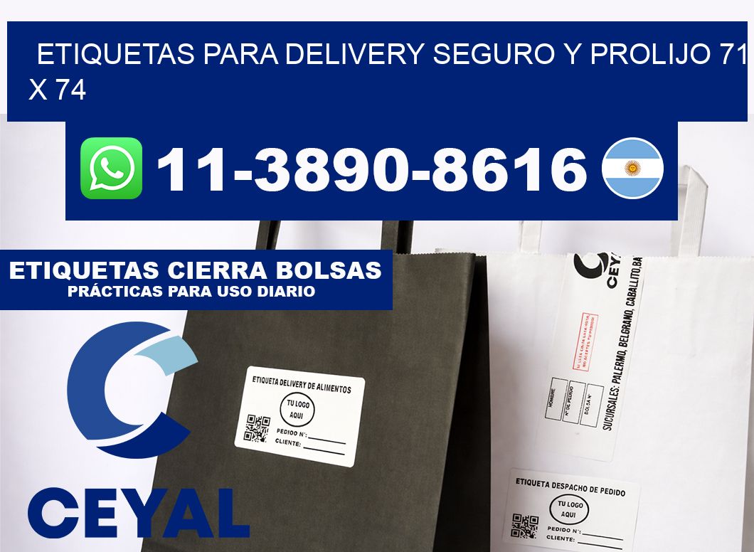 ETIQUETAS PARA DELIVERY SEGURO Y PROLIJO 71 x 74