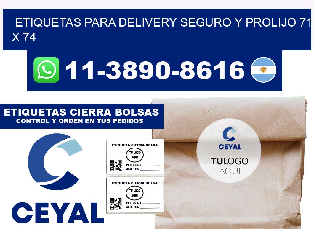 ETIQUETAS PARA DELIVERY SEGURO Y PROLIJO 71 x 74