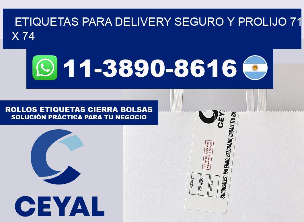 ETIQUETAS PARA DELIVERY SEGURO Y PROLIJO 71 x 74