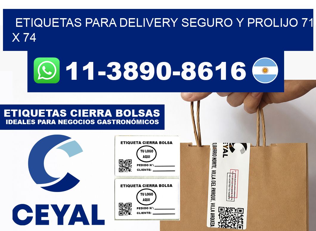 ETIQUETAS PARA DELIVERY SEGURO Y PROLIJO 71 x 74