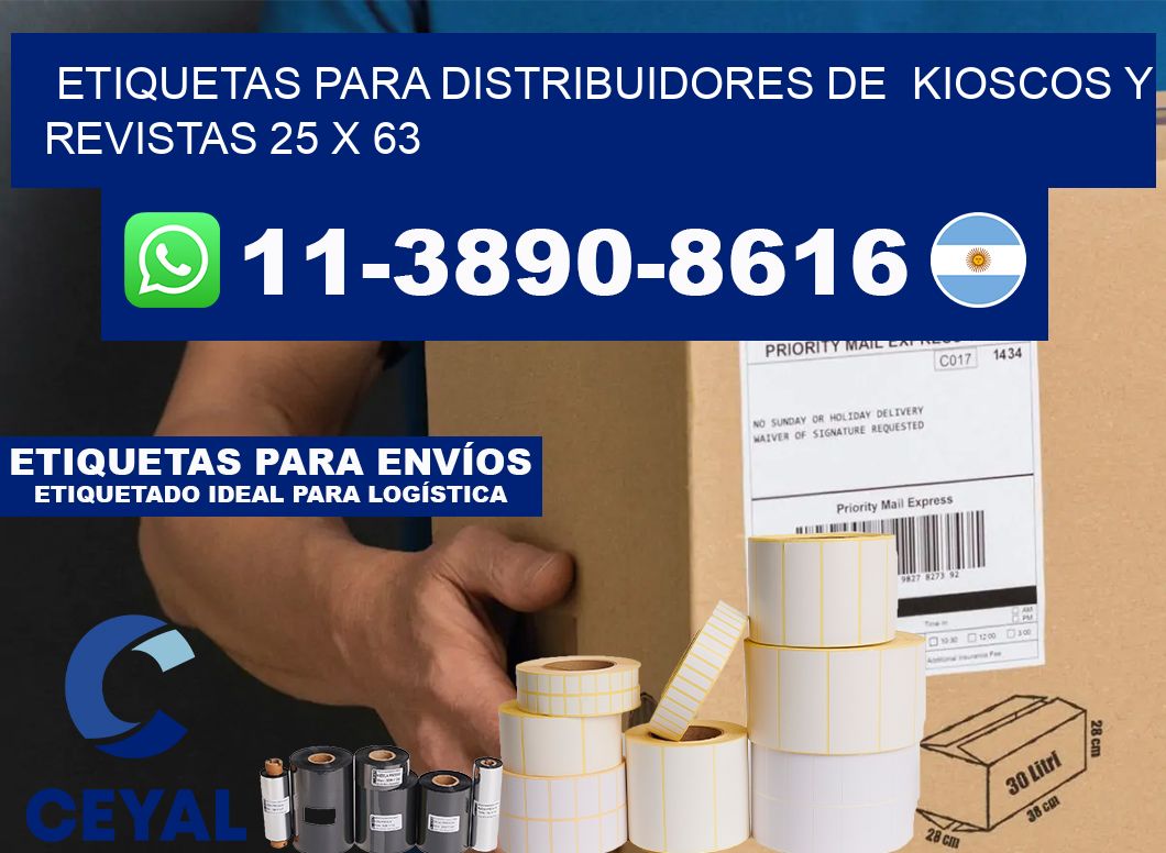Etiquetas para distribuidores de  kioscos y revistas 25 x 63
