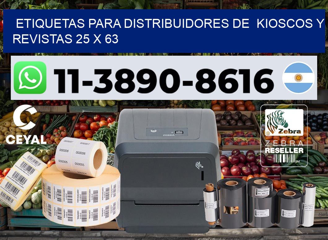 Etiquetas para distribuidores de  kioscos y revistas 25 x 63