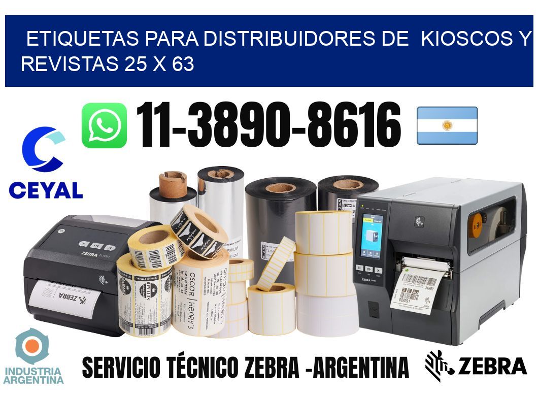 Etiquetas para distribuidores de  kioscos y revistas 25 x 63