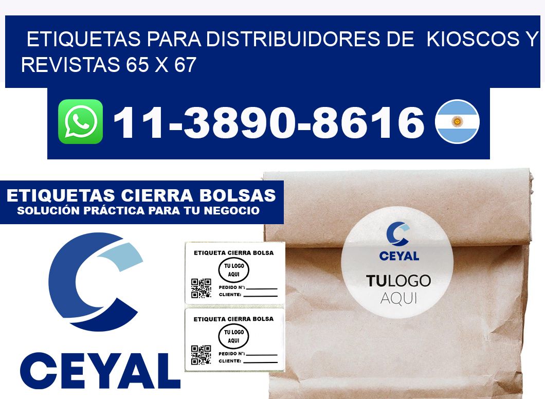 Etiquetas para distribuidores de kioscos y revistas 65 x 67
