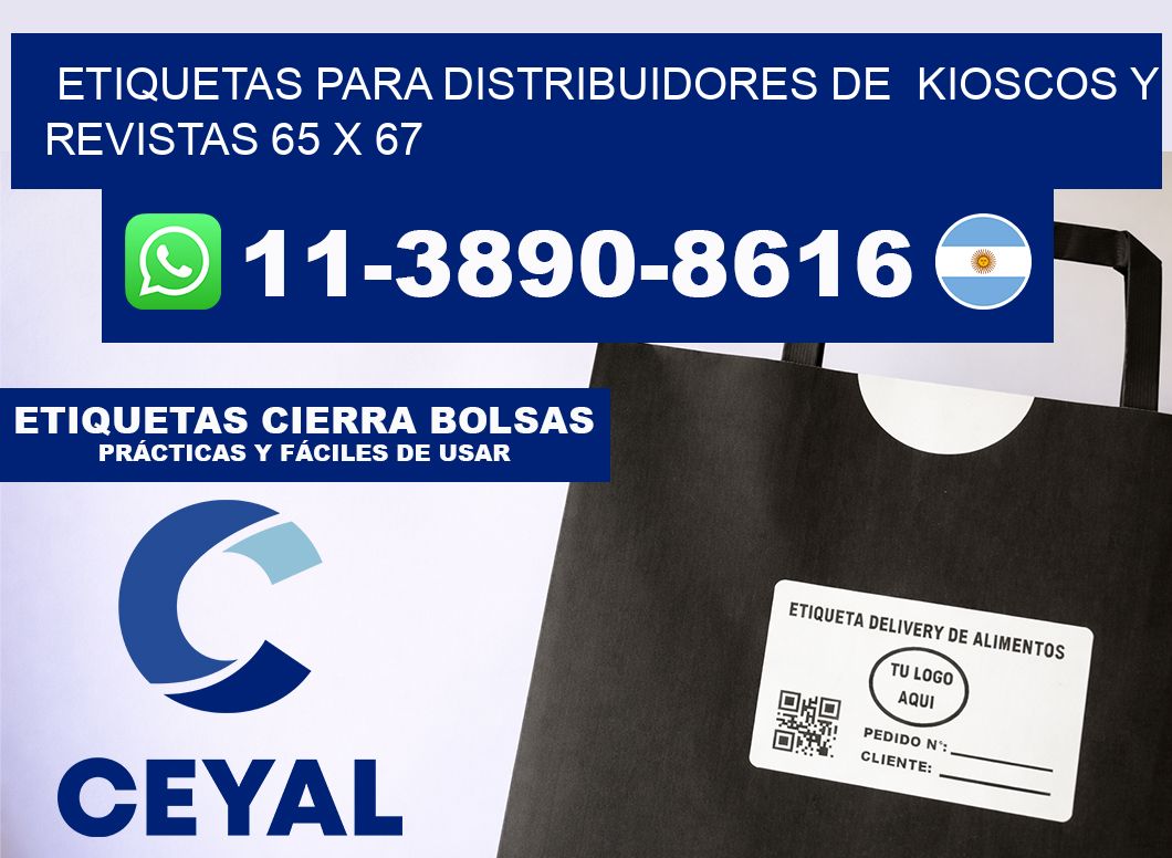 Etiquetas para distribuidores de kioscos y revistas 65 x 67