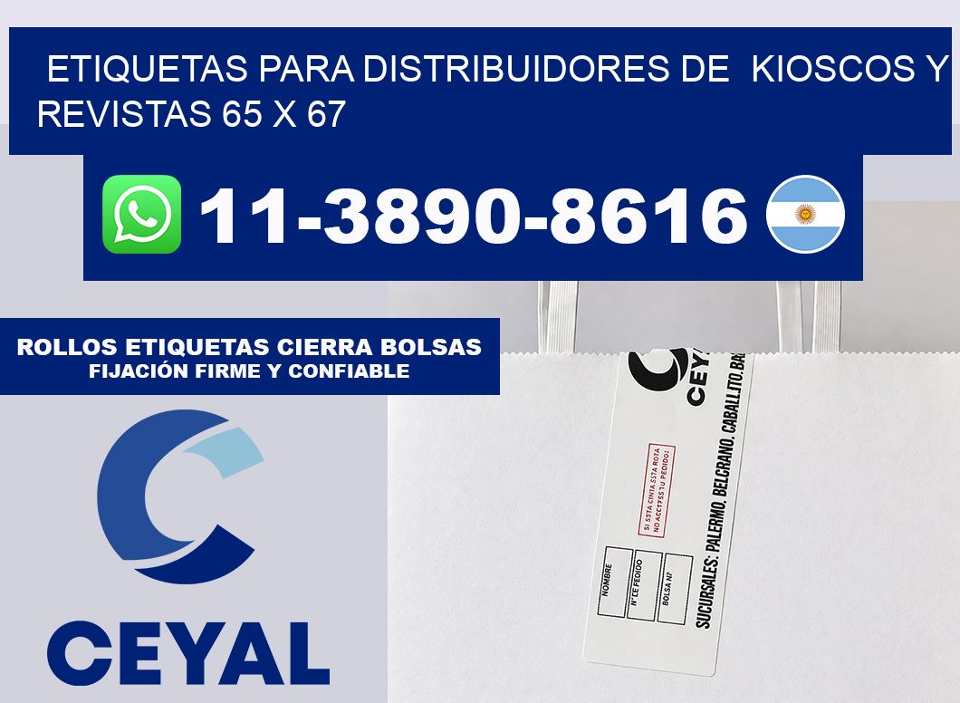 Etiquetas para distribuidores de kioscos y revistas 65 x 67