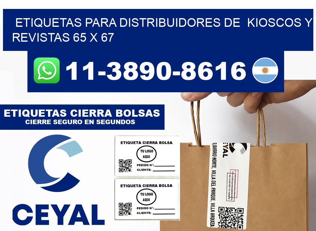 Etiquetas para distribuidores de  kioscos y revistas 65 x 67