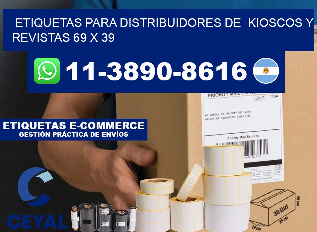 Etiquetas para distribuidores de  kioscos y revistas 69 x 39