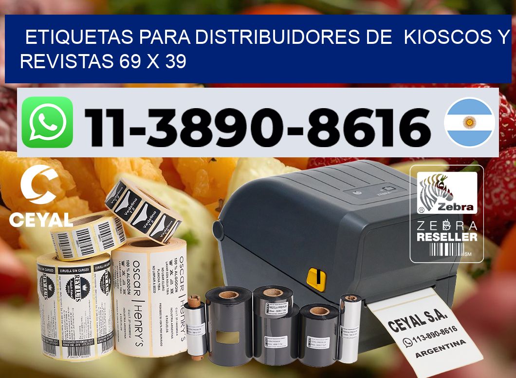 Etiquetas para distribuidores de  kioscos y revistas 69 x 39