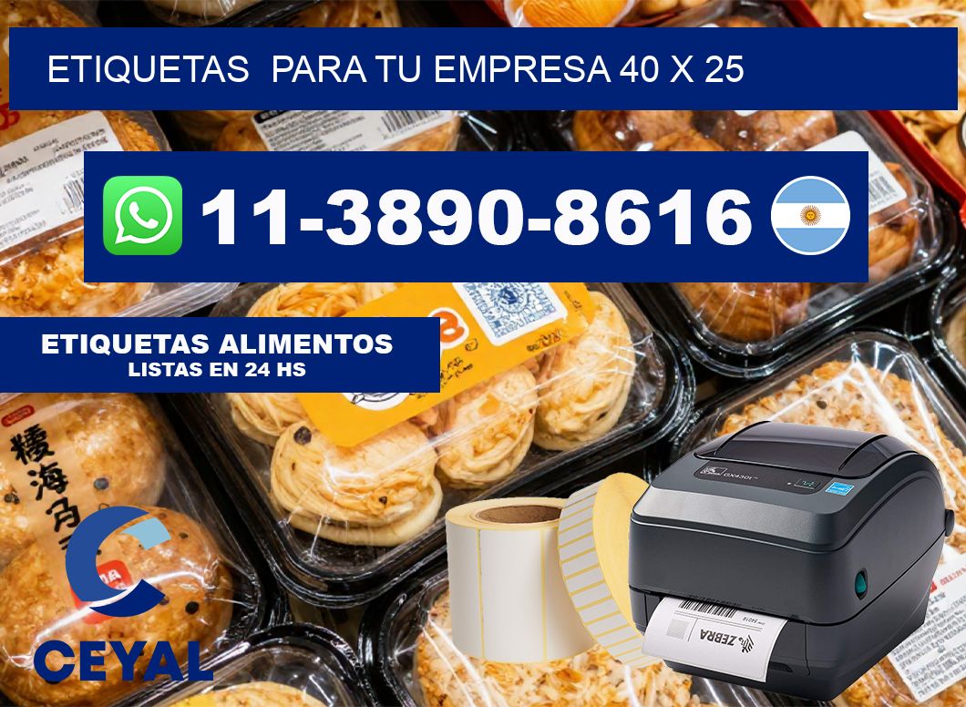 Etiquetas  para tu empresa 40 x 25
