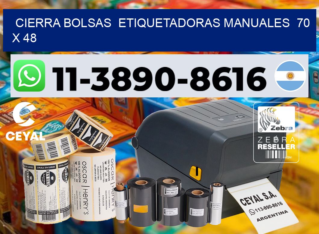 cierra bolsas  Etiquetadoras Manuales  70 x 48