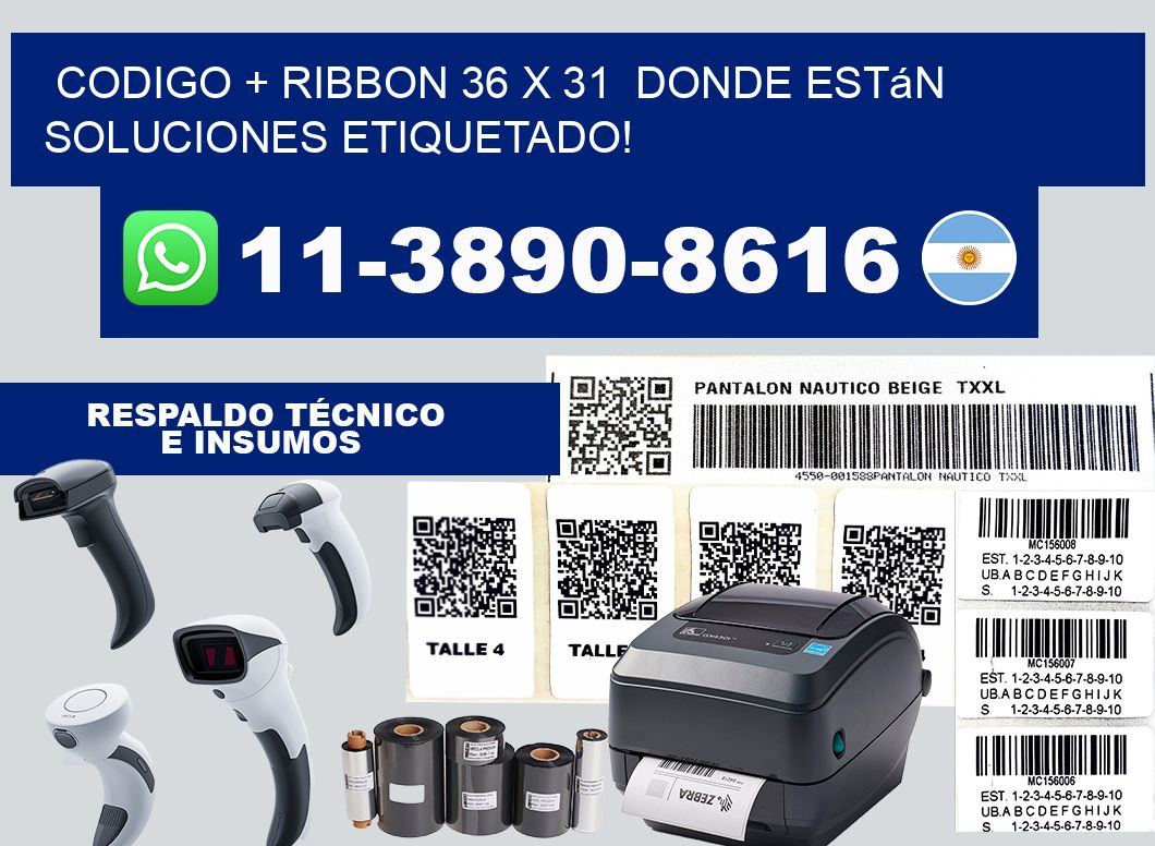 codigo + ribbon 36 x 31  donde están soluciones etiquetado!