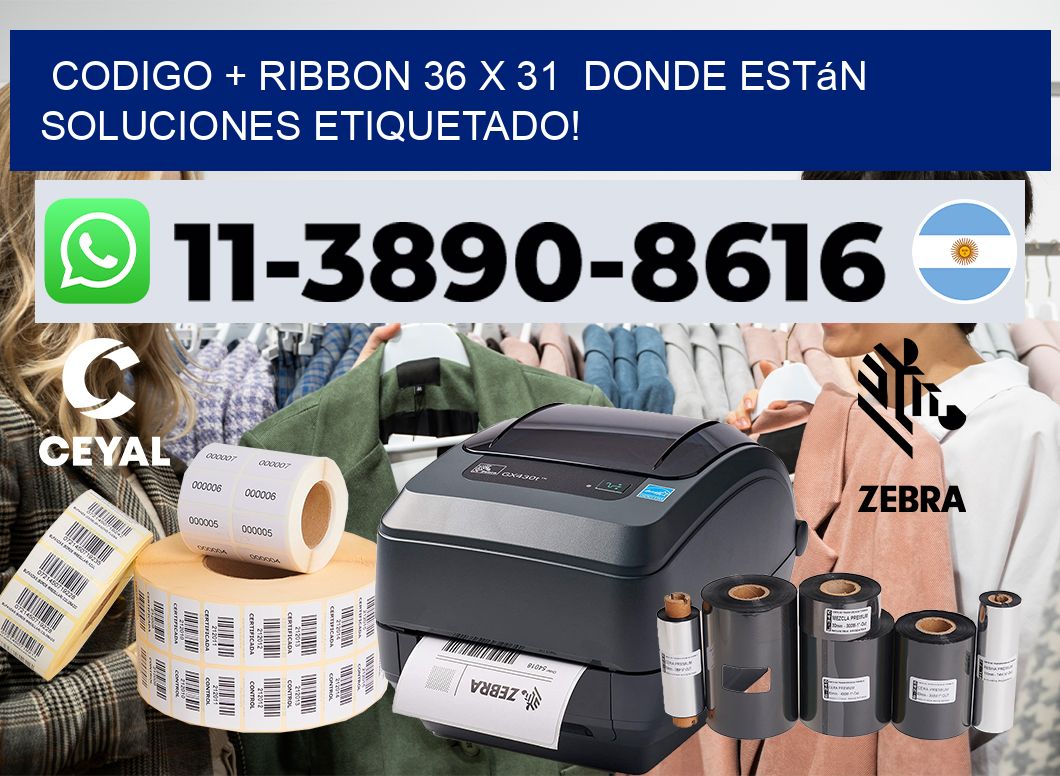 codigo + ribbon 36 x 31  donde están soluciones etiquetado!