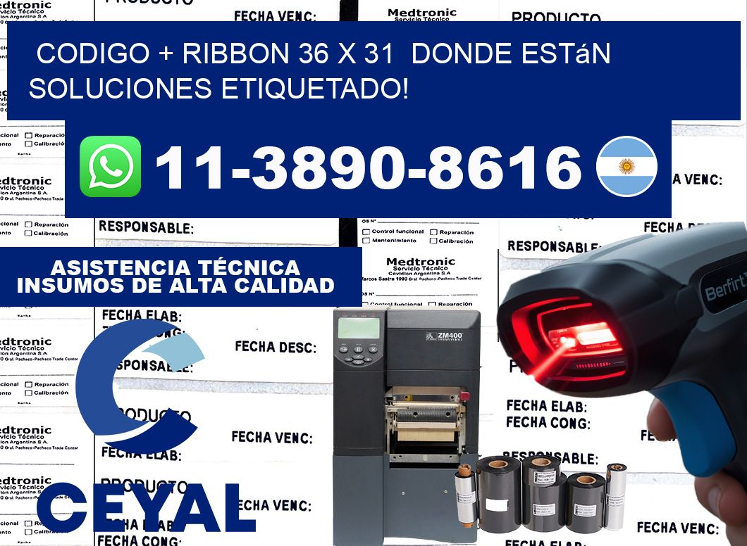 codigo + ribbon 36 x 31  donde están soluciones etiquetado!