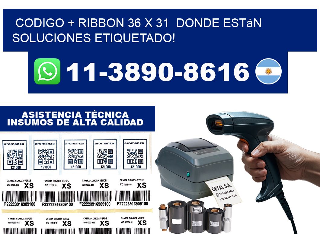 codigo + ribbon 36 x 31  donde están soluciones etiquetado!
