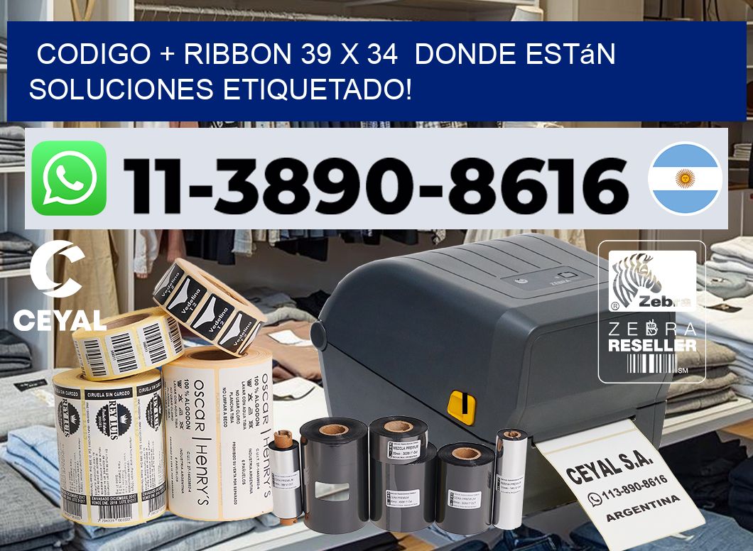 codigo + ribbon 39 x 34  donde están soluciones etiquetado!
