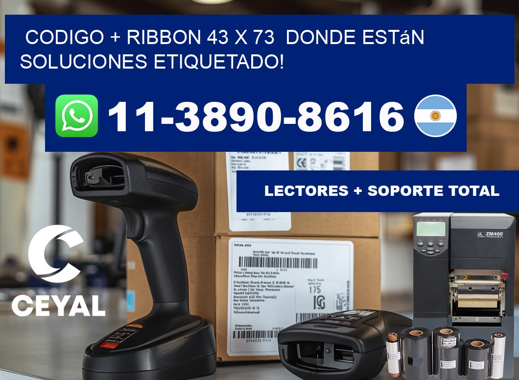 codigo + ribbon 43 x 73  donde están soluciones etiquetado!
