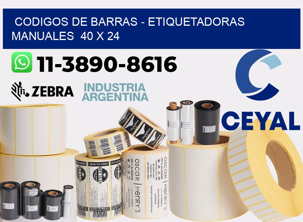 codigos de barras - Etiquetadoras Manuales  40 x 24