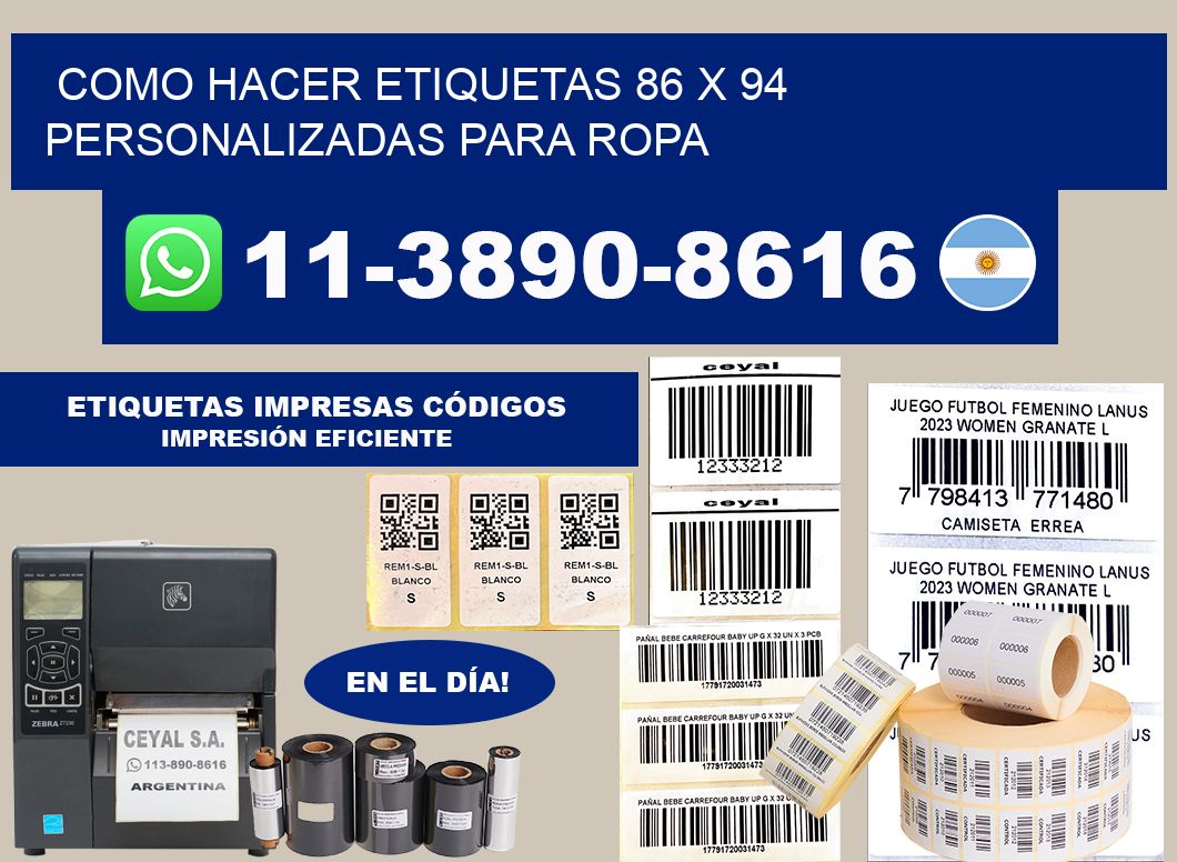como hacer etiquetas 86 x 94 personalizadas para ropa