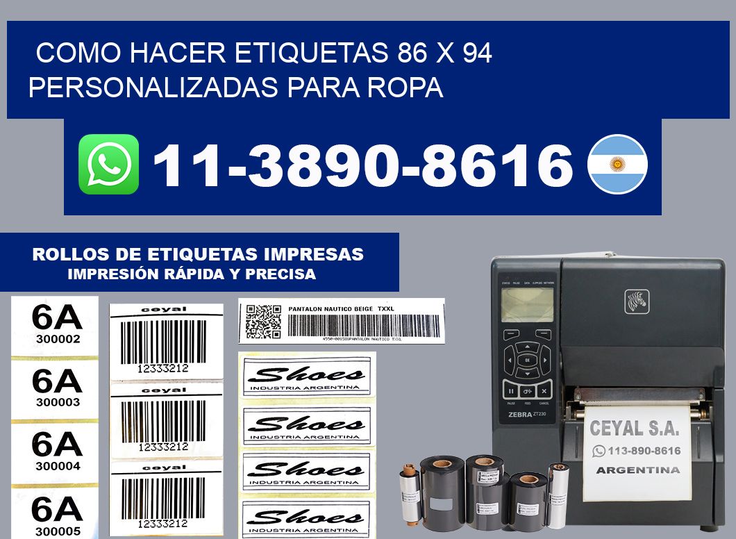 como hacer etiquetas 86 x 94 personalizadas para ropa