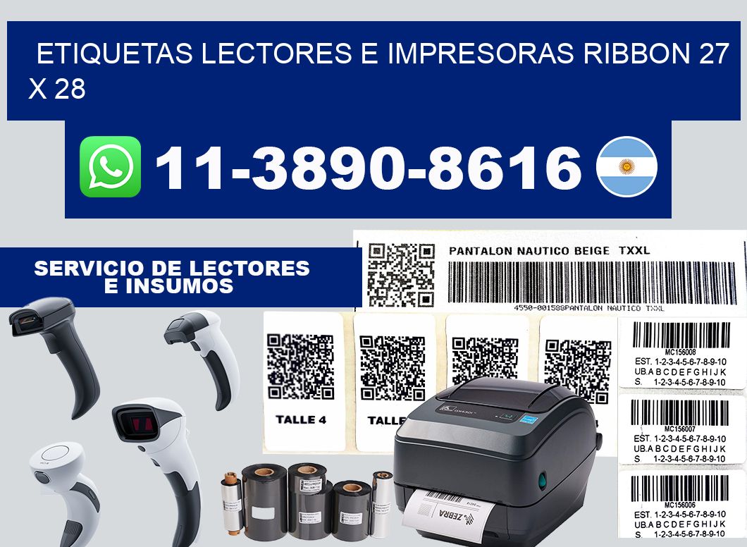 etiquetas lectores e impresoras ribbon 27 x 28