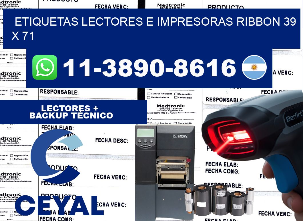 etiquetas lectores e impresoras ribbon 39 x 71