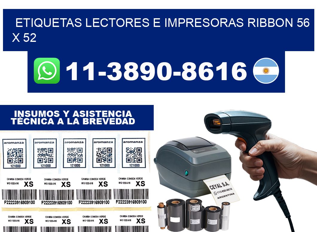 etiquetas lectores e impresoras ribbon 56 x 52