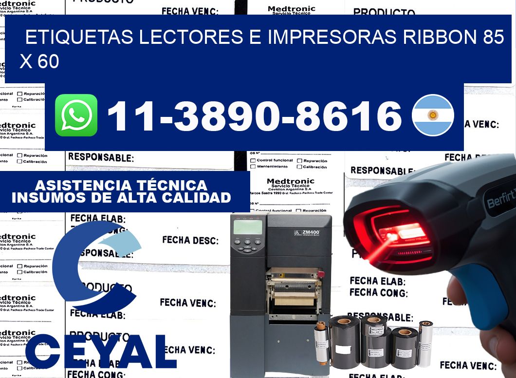 etiquetas lectores e impresoras ribbon 85 x 60