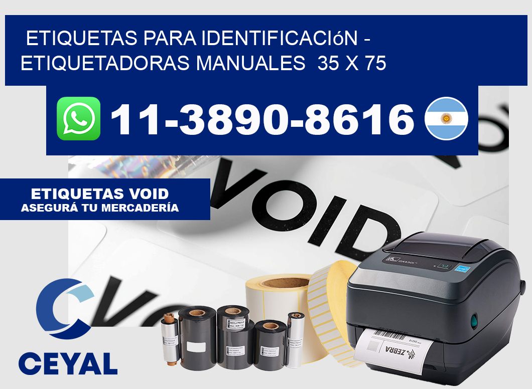 etiquetas para identificación - Etiquetadoras Manuales  35 x 75