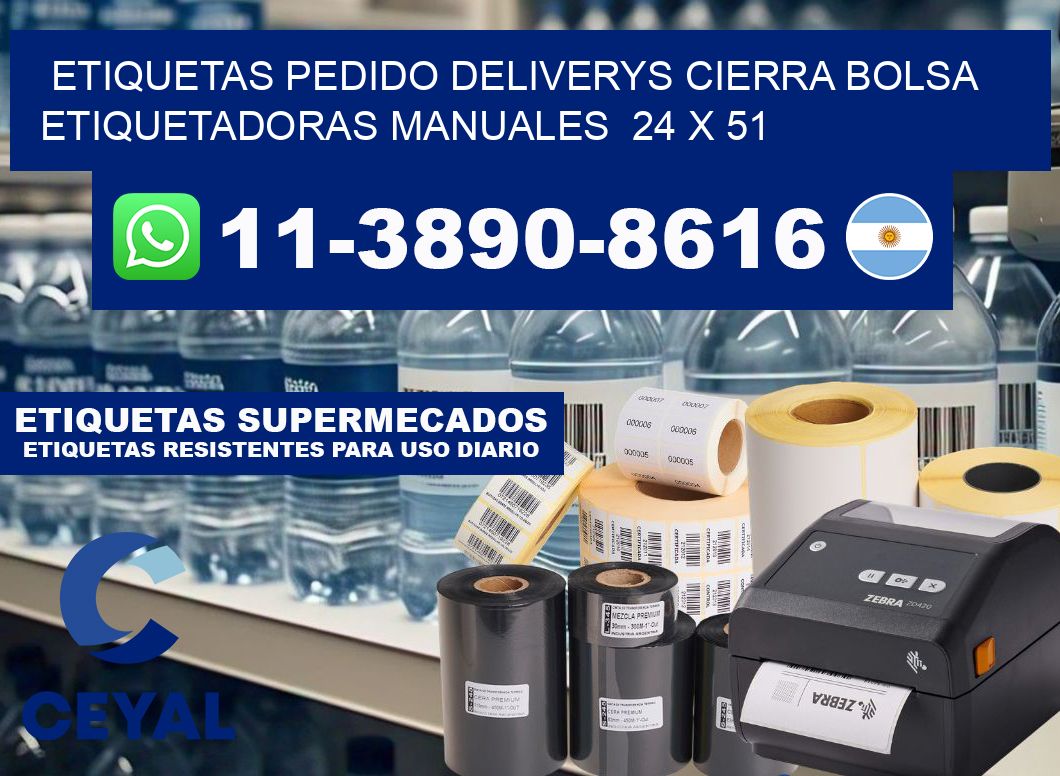 etiquetas pedido deliverys cierra bolsa  Etiquetadoras Manuales  24 x 51