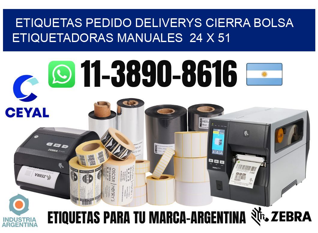 etiquetas pedido deliverys cierra bolsa  Etiquetadoras Manuales  24 x 51