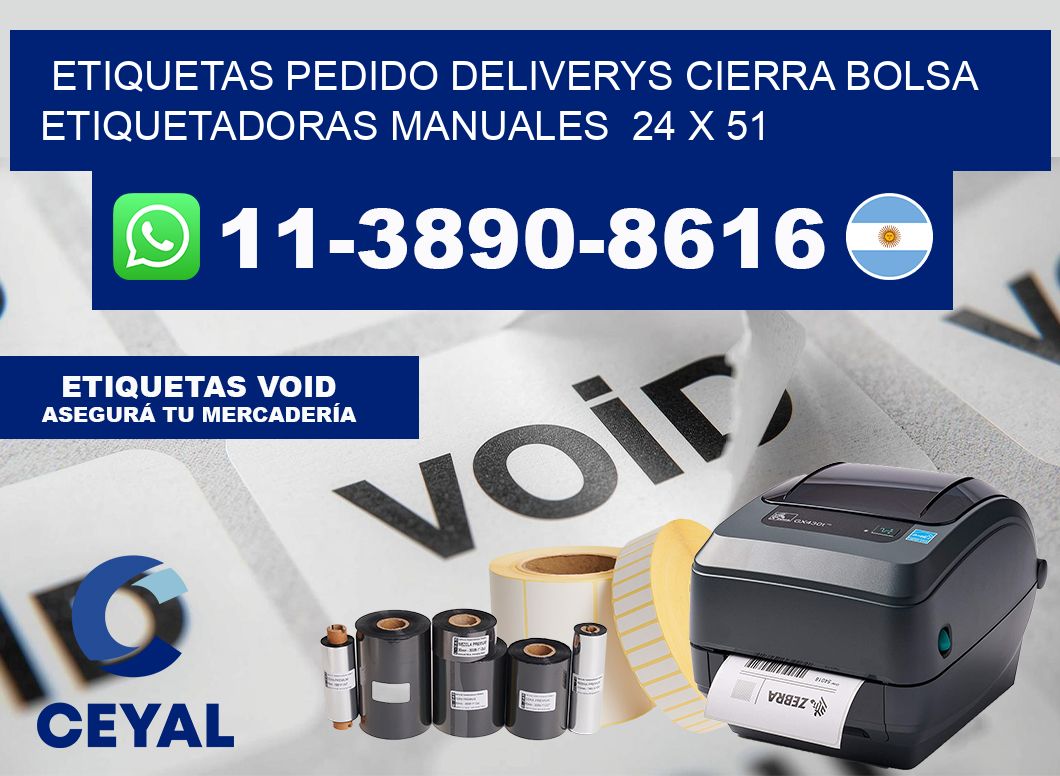 etiquetas pedido deliverys cierra bolsa  Etiquetadoras Manuales  24 x 51