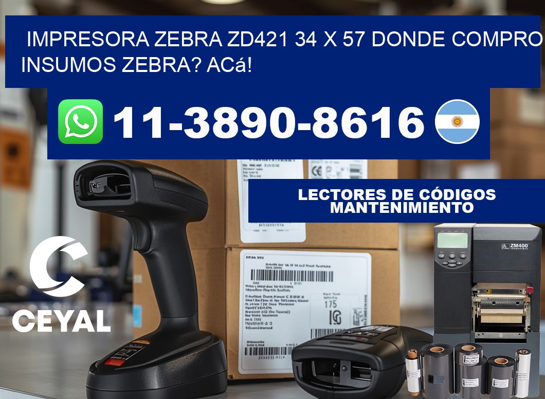 impresora zebra zd421 34 x 57 Donde compro insumos zebra? Acá!