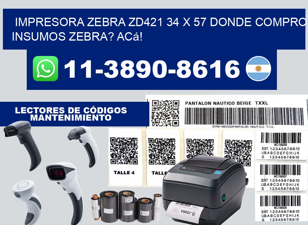 impresora zebra zd421 34 x 57 Donde compro insumos zebra? Acá!