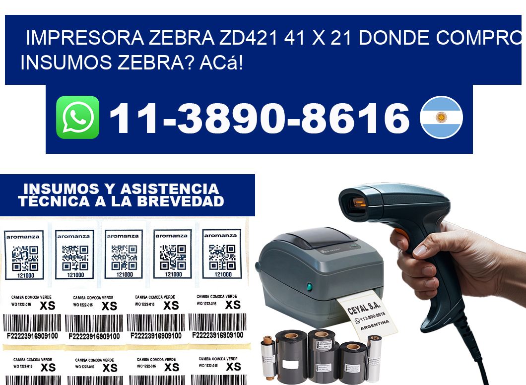 impresora zebra zd421 41 x 21 Donde compro insumos zebra? Acá!