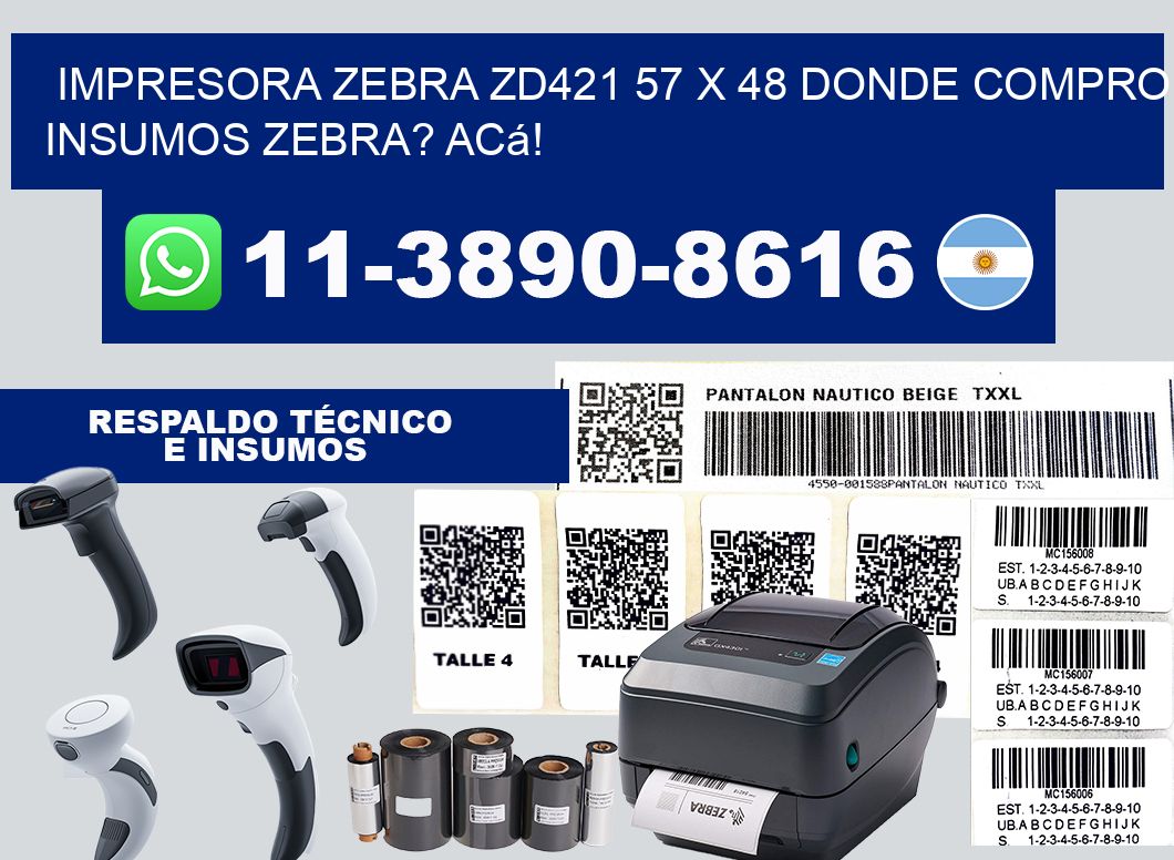 impresora zebra zd421 57 x 48 Donde compro insumos zebra? Acá!