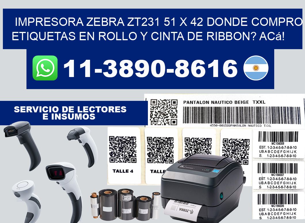 impresora zebra zt231 51 x 42 Donde compro etiquetas en rollo y cinta de ribbon? Acá!