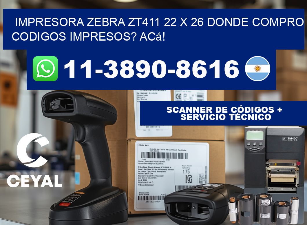 impresora zebra zt411 22 x 26 Donde compro codigos impresos? Acá!