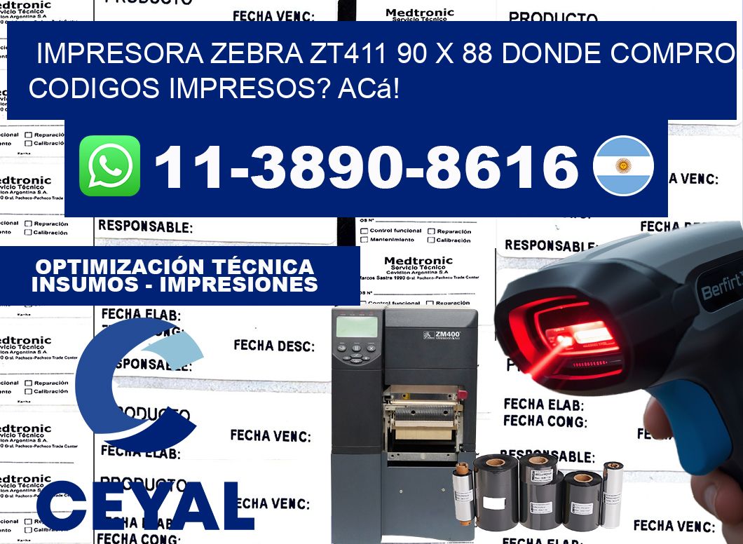 impresora zebra zt411 90 x 88 Donde compro codigos impresos? Acá!