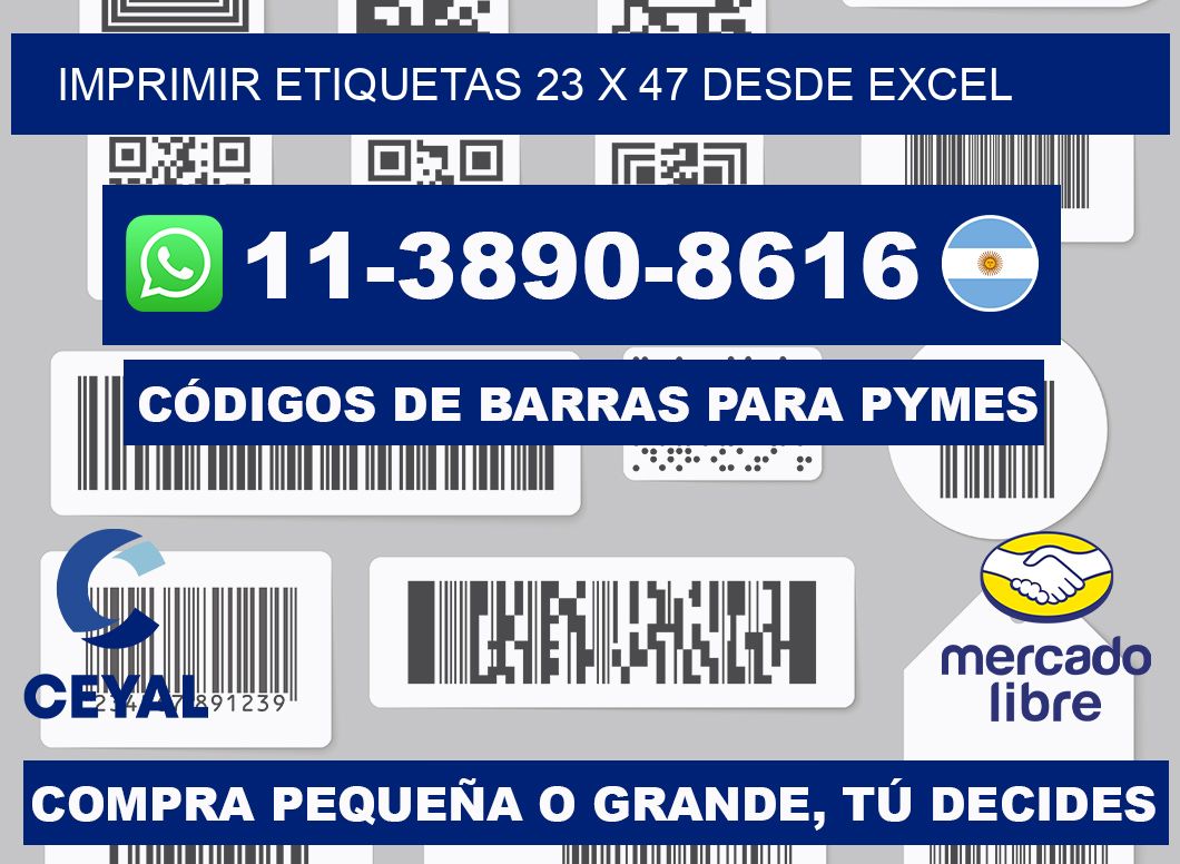 imprimir etiquetas 23 x 47 desde excel