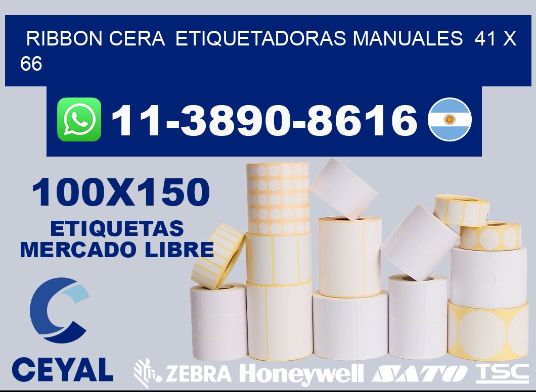 ribbon cera  Etiquetadoras Manuales  41 x 66