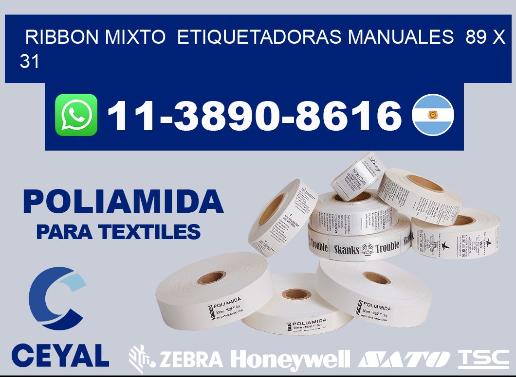 ribbon mixto  Etiquetadoras Manuales  89 x 31