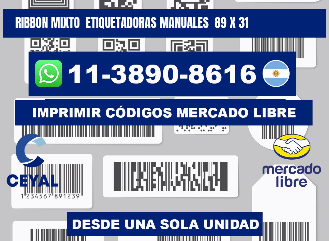 ribbon mixto  Etiquetadoras Manuales  89 x 31