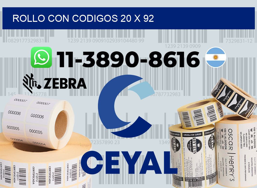 rollo con codigos 20 x 92