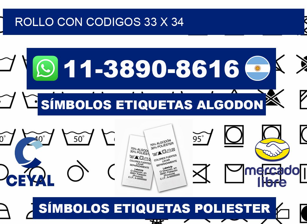rollo con codigos 33 x 34