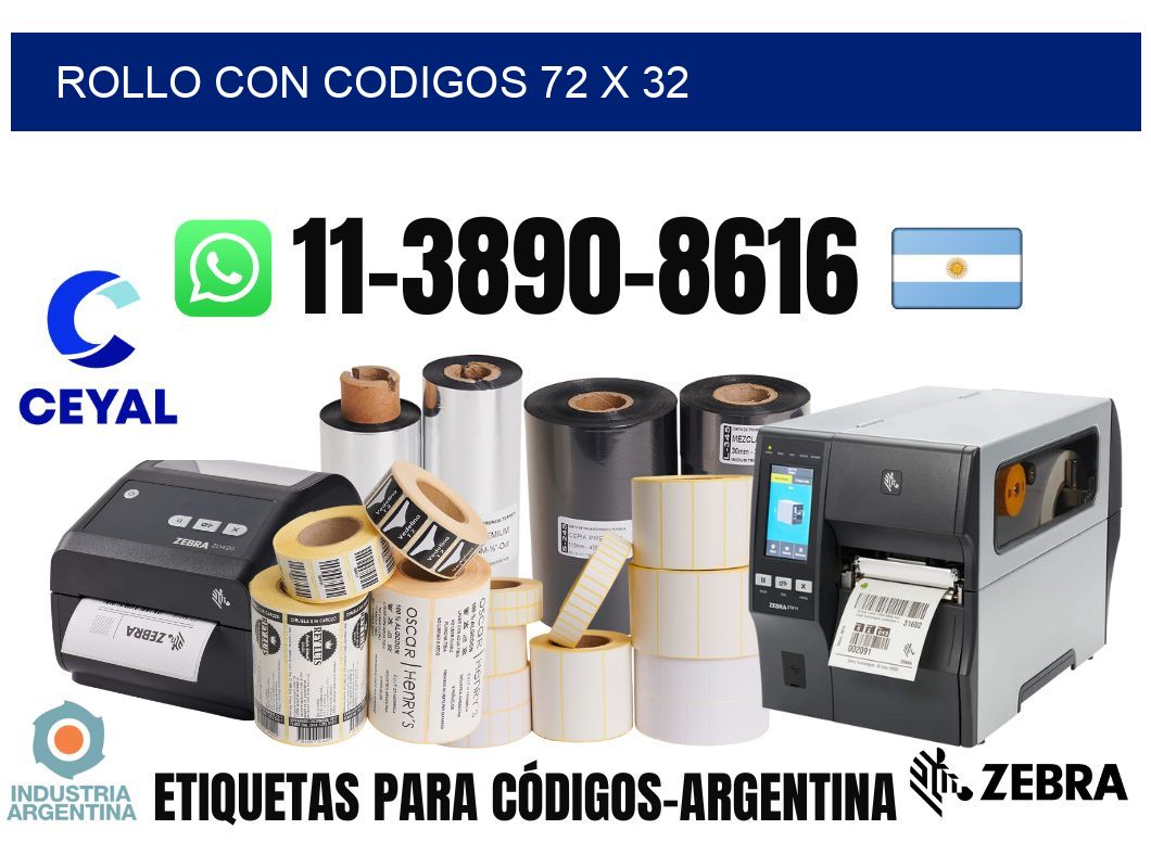 rollo con codigos 72 x 32