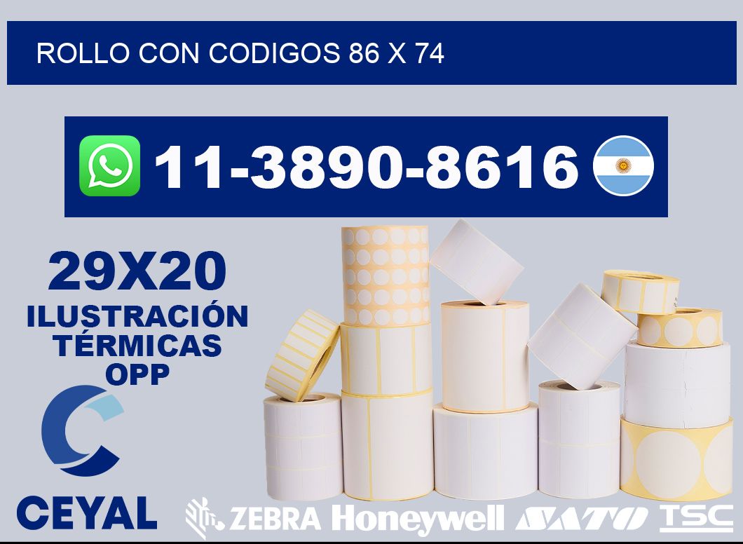 rollo con codigos 86 x 74