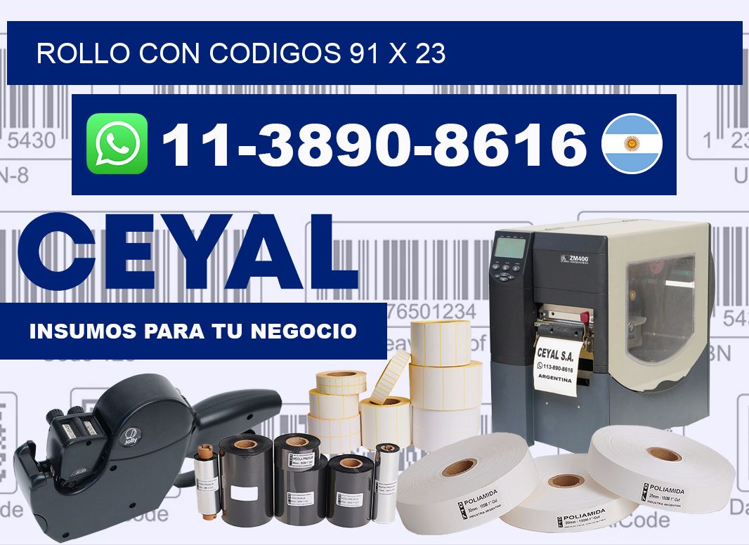 rollo con codigos 91 x 23