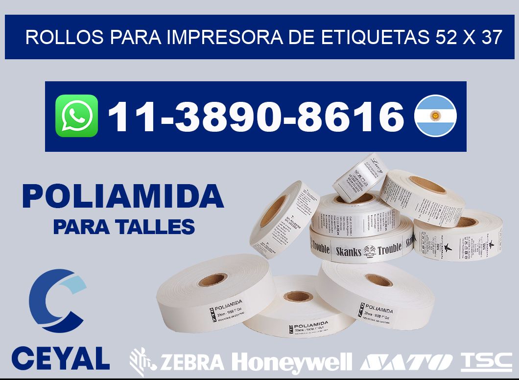 rollos para impresora de etiquetas 52 x 37